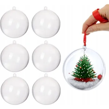 Vánoční dekorace Průhledná Vánoční Koule vánoční koule 6 cm 6 ks