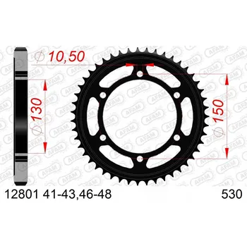 Nářadí na motocykly Ozubení zadní ocelové Afam 12801 48z velikost 530