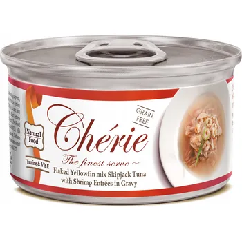 Krmivo pro kočku Cherie mokré krmivo pro kočky s tuňákem a krevetami v omáčce 80 g