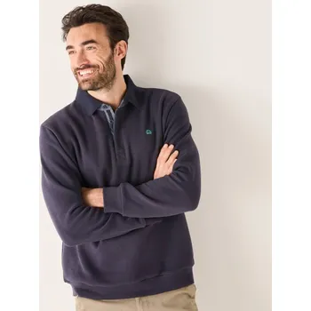 Pánská móda Hřejivá mikina s polo límečkem a výšivkou vpředu nám. modrá 117/126 (XXL)