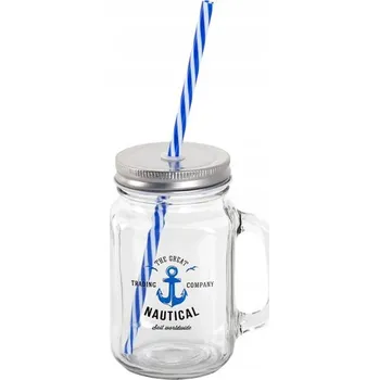 Stolování Sklenice s brčkem TORO námořní 450ml