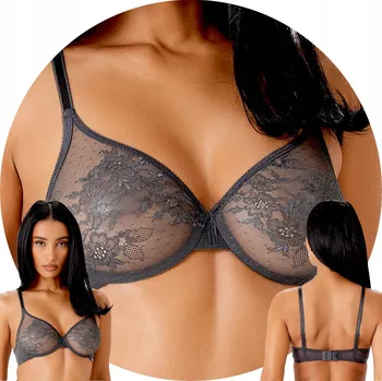 Dámské spodní prádlo Gossard 13001 charcoal krajková šedá Podprsenka s měkkými košíčky 70F SOFT