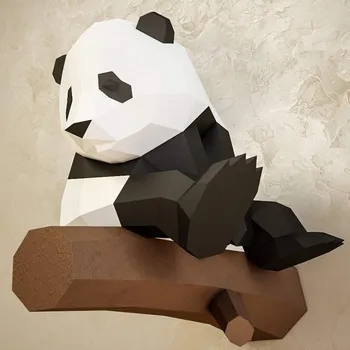 3D puzzle Papírový 3D model Panda na větvi