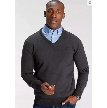 Pánský svetr DELMAO SVETR MESKI V NECK W SÝR ŠEDÝ ANTRACITOVÝ vel. XL