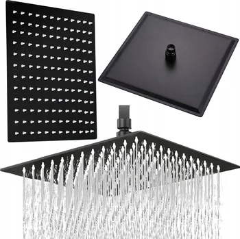 Sprchová hlavice ČTVERCOVÁ OCELOVÁ TENKÁ SPRCHOVÁ HLAVICE 30 cm ČERNÁ