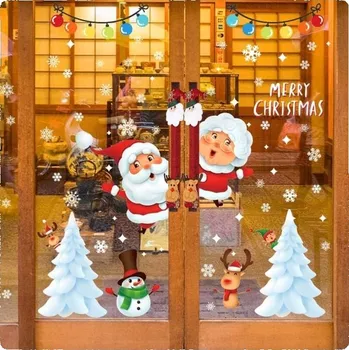 Vánoční dekorace SAMOLEPKY NA OKNA VÁNOČNÍ SKLA VELKÝ LIST OZDOBY NA SKLO BEZ LEPIDLA