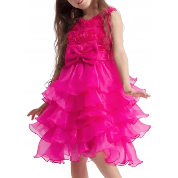 Dámské šaty Šaty pro dívky společenské s volánky Elodie, fuchsiová barva, velikost 134
