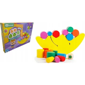 Dřevěná hračka 374155 DŘEVĚNÁ HRAČKA - HRA S VYROVNÁVÁNÍM MĚSÍCE + 7 A 7 STAVEBNICE