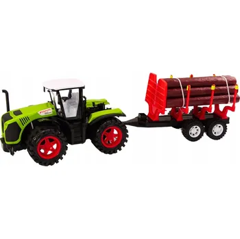 autíčko Zelený Traktor Farmářský s Přívěsem na Dřevo a 9 Klád