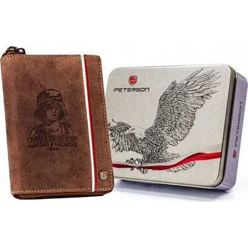 Peněženka Peterson pánská peněženka z pravé kůže hnědá PTN 340PW-04 2-1-4 H - muž