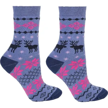 Dámské ponožky Dámské vánoční Ponožky 35-38 bavlna froté teplé modré, vánoční
