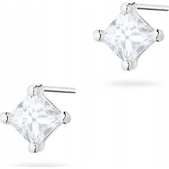 Náušnice STŘÍBRNÉ Dámské NÁUŠNICE ryzost 925 Čtvercová Bílá Zirkon Puzetky