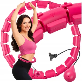 Masážní přístroj Hula hoop GAJOTECH s obciążením a masážní funkcí, růžové, skládací, 50 cm