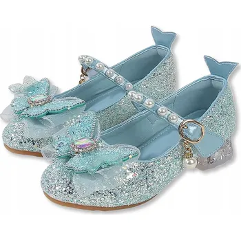 Capáčky LESKLÉ STŘEVÍČKY SLAVNOSTNÍ BOTIČKY PRO DÍVKY MODRÉ 29