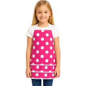 Kuchyňská zástěra Dětská zástěra kuchyňská flamenco růžová s bílými puntíky