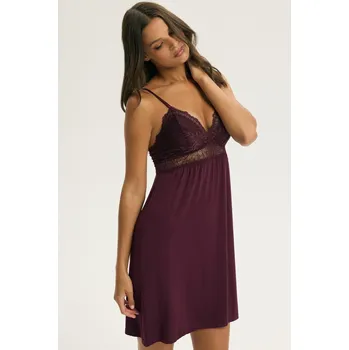 Dámské noční prádlo Esotiq dámská noční košile vínová - ESO93x/Mahagonová / L ESO5A005