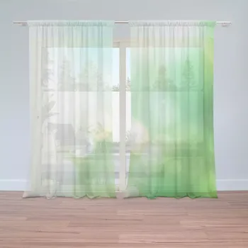 Záclona Sablio Záclony Zelená abstrakce: 2ks 150x250cm