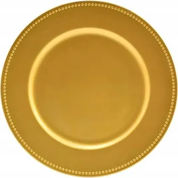 Ozdobný talíř 33x33x2 cm zlatý 8533