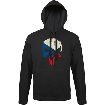 Pánská mikina MILITARY RANGE Mikina CZECH PUNISHER s kapucí ČERNÁ M ČERNÁ - BLACK