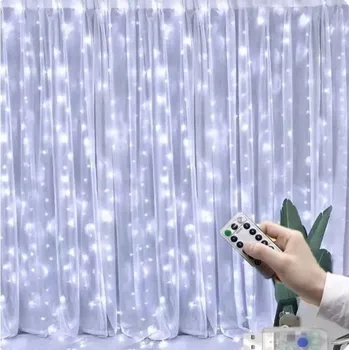 Vánoční dekorace SVĚTELNÝ ZÁVĚS LED DRÁTEK USB LAMPY SOPLE PILOT USB BÍLÁ STUDENÁ 2X2M