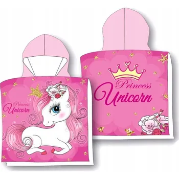 Pončo osuška JEDNOROŽEC UNICORN pro děti 55x110 s kapucí Bavlna