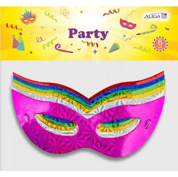 Karnevalová maska Papírové masky na párty – mix, 6 ks