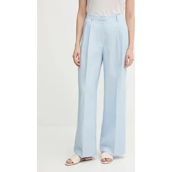 Kalhoty s příměsí lnu Tommy Hilfiger WW0WW45460 modrá 50X, vel. 40