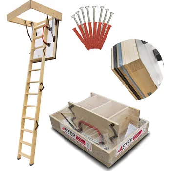 Schodiště Dřevěné půdní schody 4Step 80 x 90 cm maximální výška 275 cm