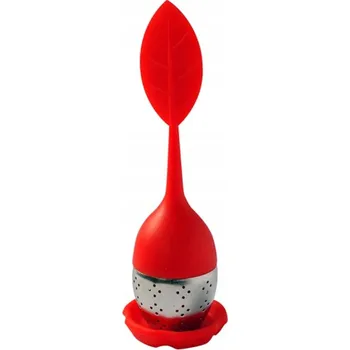 Cedník a síto Čajítko silikon-nerez, červené