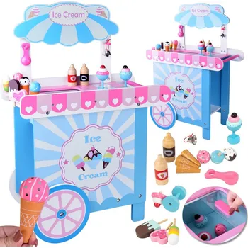 Hra na obchod JOKO Velký pastelový dřevěný stánek se zmrzlinou