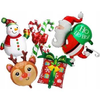 Balónek SADA VÁNOČNÍCH BALÓNKŮ MIKULÁŠ SNĚHULÁK DÁREK HŮLKY dekorace 5ks