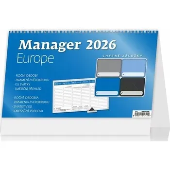 Kalendář Helma - stolní kalendář Manager Europe 2026, 30,1 × 18 cm