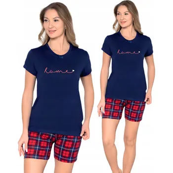 Dámské oblečení DÁMSKÉ PYŽAMO VISKÓZA KRÁTKÝ RUKÁV KRÁTKÉ KRAŤASY LETNÍ POHODLNÉ KOSTKOVANÉ M