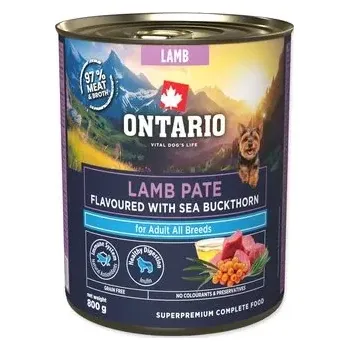 Krmivo pro psa Konzerva Ontario Adult jehněčí pate s příchutí rakytníku 800g