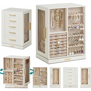 Šperkovnice Velká šperkovnice se 6 zásuvkami Vitrína na šperky Úložný prostor na šperky bílá