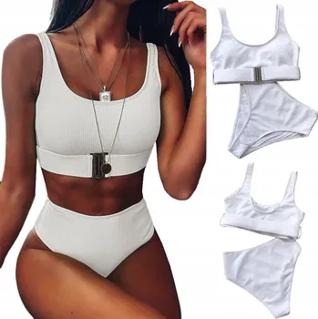 Dámské plavky DÁMSKÉ DVOUDÍLNÉ PLAVKY S VYSOKÝM PASEM, BIKINI TOP, VELIKOST S