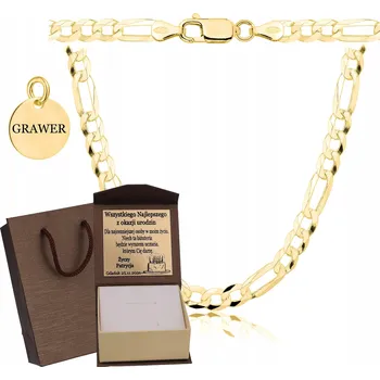 Řetízek ZLATÝ PLNÝ ŘETÍZEK PÁNSKÝ FIGARO RYZOST 925 585 PEVNÝ + GRAVÍROVÁNÍ DÁREK