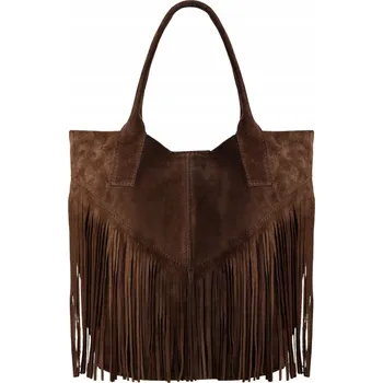 Kabelka Dámská kabelka A4 přes rameno, prostorná Elegantní hnědá semišová kůže