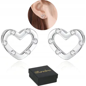 Náušnice Stříbrné Náušnice 925 STŘÍBRO s kubickými zirkony ve tvaru srdíček pro ženy