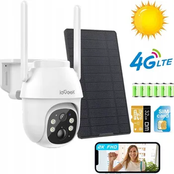 IP kamera Solární otočná venkovní kamera IP GSM 3G/4G LTE SIM 2K 3MP 4x Zoom 32GB