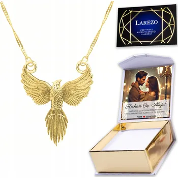 Náhrdelník Zlatý Náhrdelník 925 s Fénixem Pták Fénix Mitologie Fénix Legenda + POTISK