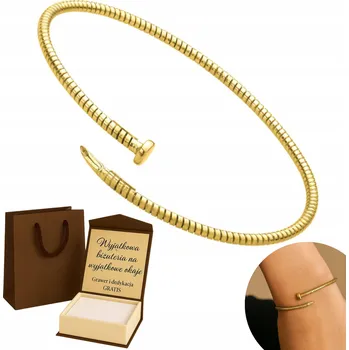 Náramek ZLATÝ DÁMSKÝ NÁRAMEK TUHÝ HŘEBÍK RYZOST 925 585 + GRAVÍROVÁNÍ SADA