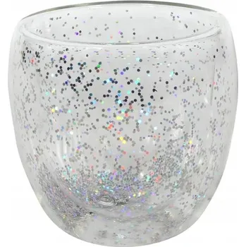 Sklenice Sklenice s dvojitým sklem 250ml stříbrné konfety