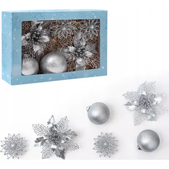 Vánoční dekorace Vánoční Vánoční Baňky v sadě: vánoční koule , hvězdy, květina, černá