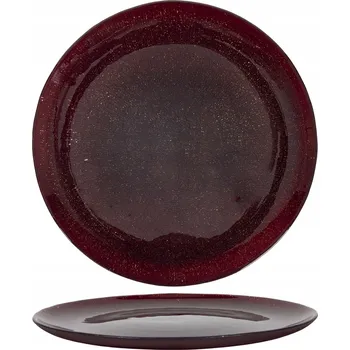 Talíř Skleněný jídelní talíř 27cm červený s glitry