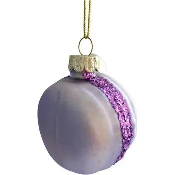 Vánoce Skleněná vánoční ozdoba TORO 7,4cm makronka