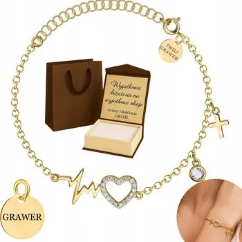 Náramek ZLATÝ DÁMSKÝ NÁRAMEK LINIE ŽIVOTA ZIRKONY RYZOST 925 POZLACENO 585 + GRAVÍROVÁNÍ DÁREK