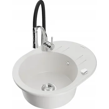 Granitový dřez Jednokomorový granitový dřez Mexen Kevin, bílý