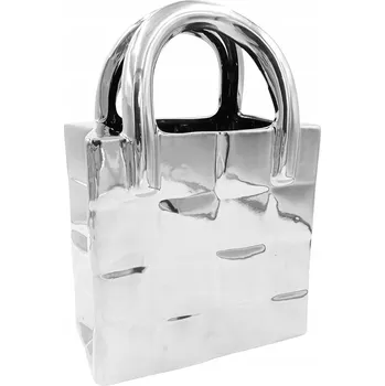 Váza STŘÍBRNÁ VÁZA TAŠKA FLOWER BOX VELKÁ KERAMICKÁ LESKLÁ 26 CM