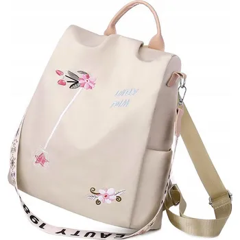 Městský batoh Dámský Batoh Černý Květiny 2v1 taška přes rameno